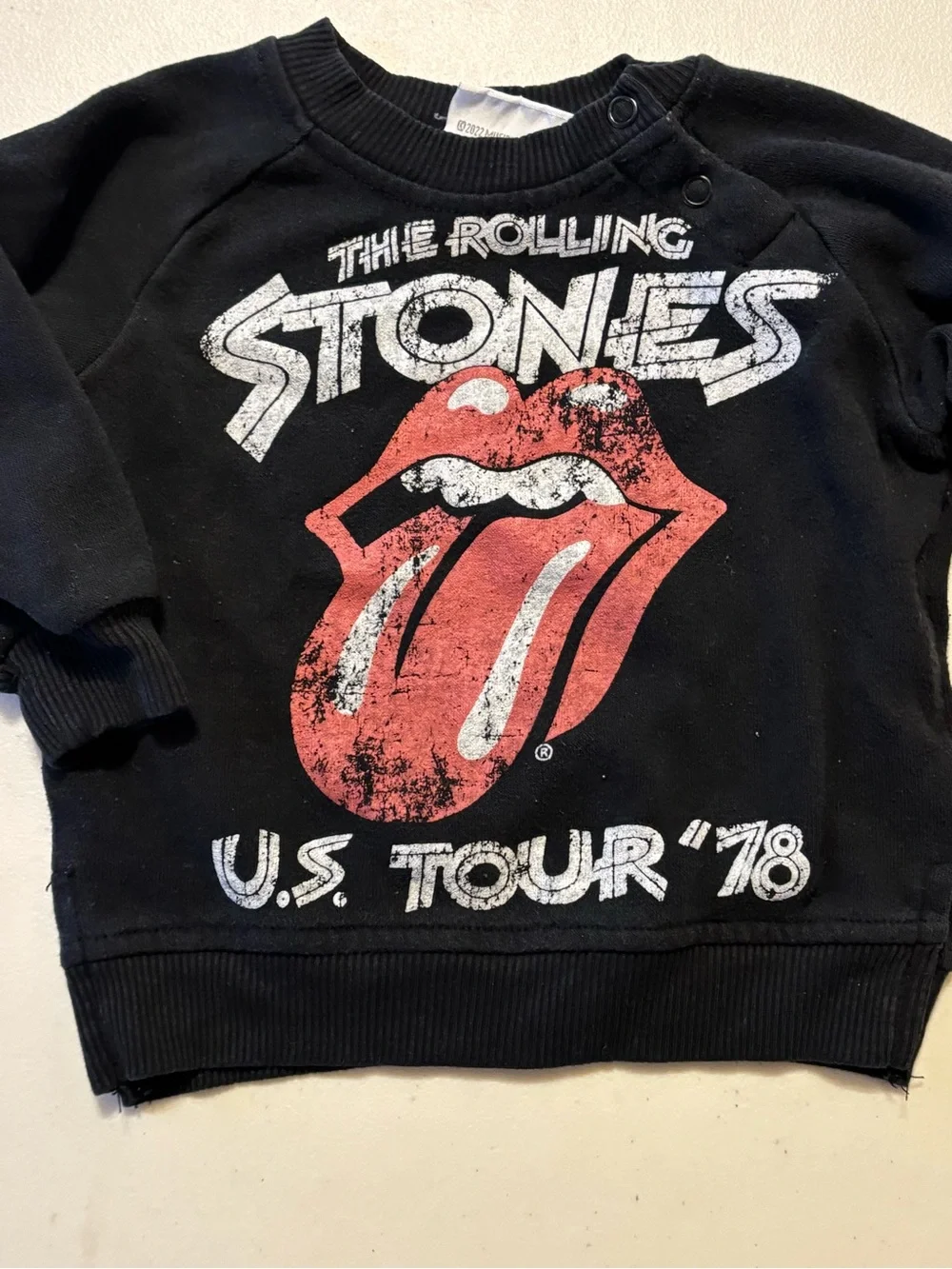 the Rolling Stones Black Kids Sweatshirt with Red Tongue Graphic 12M 0033S